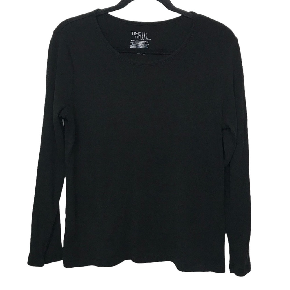 Time and Tru Black Long Sleeve T Shirt Tee Size 12 -14 Large